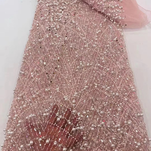 New <span class=keywords><strong>Jacquard</strong></span> căng thêu <span class=keywords><strong>Net</strong></span> Tulle Bridal ren vải với ren Sequins cho Girls 'dresses - Product Image 1