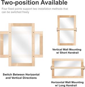 مرآة خشبية آمنة للأطفال من مونتيسوري موديل 202412 مع قضيبين للسحب، مرآة صغيرة لتنسيق حركة الرضع من عمر 6-18 شهرًا - Product Image 4