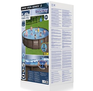Bestway 56977 điện thép bơi Vista loạt II trên mặt đất hồ bơi Đặt vòng hồ bơi trên mặt đất 5.49 m x 1.22 m - Product Image 6