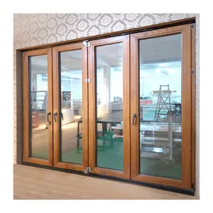 KDSBuilding Solid Teak Double Glass Horizontal Folding Garage Paint Colors Wood Doors