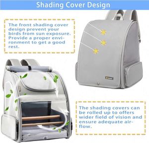 Free Sample <b>Bird</b> Carrier Backpack -Pet <b>Travel</b> <b>Cage</b> with Upgraded Tray and Standing Perches Breathable & Portable for Small - Product Image 4