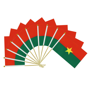 Venta al por mayor 14*21cm Burkina Faso mano ondeando banderín bandera HotSale <span class=keywords><strong>países</strong></span> globales con varilla <span class=keywords><strong>de</strong></span> madera - Product Image 1