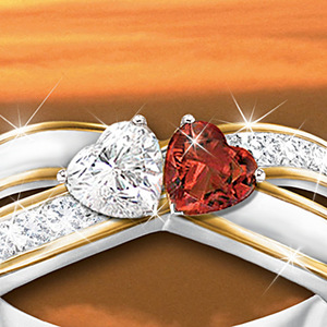 Two Tone Double Heart Inlaid Stone Classic European Style Women's Engagement <b>Ring</b> Romantic Jewelry Lover Gift <b>for</b> <b>Girlfriend</b> - Product Image 2