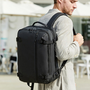 Sac à dos multifonctionnel pour hommes, grande capacité, sac à dos d'affaires pour ordinateur portable, sac de voyage étanche en tissu Oxford, couleur unie, grande taille - Product Image 1