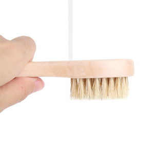 Cepillo de baño de cerdas de jabalí de madera, forma ovalada, herramienta de limpieza corporal, color madera natural - Product Image 3