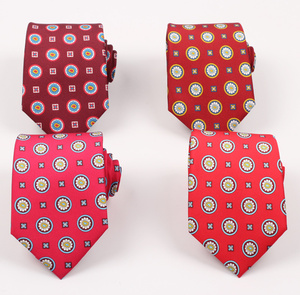 Оптовые мужские галстуки класса люкс из 100% натурального шелка с принтом: классический дизайн, цветочные/точечные узоры, атласные повседневные галстуки - Product Image 1