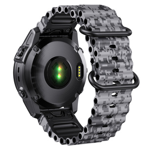 <span class=keywords><strong>Bracelet</strong></span> <span class=keywords><strong>Quickfit</strong></span> Garmin Fenix 7 7X PRO 6 6X 5 5X Plus 965 Instinctive <span class=keywords><strong>22</strong></span> 26mm en silicone camouflage pour montre - Product Image 2