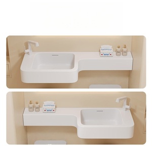 Mueble de baño con espejo inteligente, lavabo integrado y encimera extendida de tamaño pequeño, personalizado. - Product Image 6