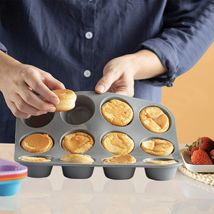 Moule à gâteau en silicone de qualité alimentaire à 12 trous ronds, ustensiles de cuisson - Product Image 3