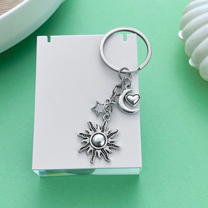 Antique Silver Sun Moon Star <b>Keychain</b> Zinc Alloy Portable Jewelry Accessory For Creative DIY Gifts ER543 - Product Image 4