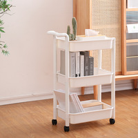 Offre Spéciale 3 niveaux Rectangle cuisine étagère de rangement en plastique en acier au carbone Injection panier organisateur chariot étagère chariot usage alimentaire