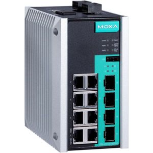 สวิตช์จัดการกิ๊กกะบิต Moxa EDS-G512E-4GSFP-T สวิตช์อีเธอร์เน็ตอุตสาหกรรม 8 พอร์ตสำหรับองค์กร - Product Image 1