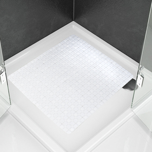 Tapis de douche en PVC blanc 55x55cm antidérapant avec ventouses et trous de drainage, anti-moisissure, antibactérien - Product Image 4
