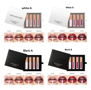 Set di labbra opache all'ingrosso 4 pz/set bianco e nero scatola regalo oro coperchio impermeabile Kiss-proof lucido Private Label Set di rossetto - Product Image 6