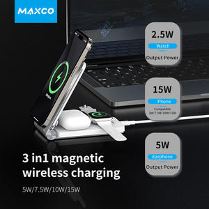 Cargador Inalámbrico Plegable 3 en 1 Maxco Fashion con Carga Rápida Magnética, Cargador Simple Compatible con <span class=keywords><strong>iPhone</strong></span>, Airpods, iWatch - Product Image 2