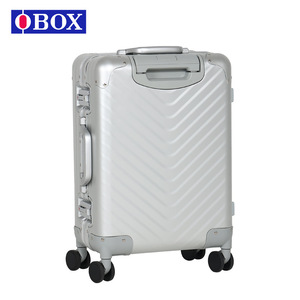 Valise à roulettes OBOX en alliage d'aluminium et de magnésium, 20 pouces, motif en V, argent, roues pivotantes durables, serrure TSA, voyage de loisirs - Product Image 1