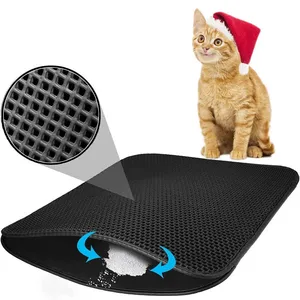 Double-Layer Eco Friendly Eva Catching Double Scatter Control Layer Trapping Pvc Cat Toilet Litter Sand Tray Pad Liner Mat