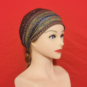 عصابة شعر نسائية جديدة بوهو على شكل رأس عمامة ، عصابة شعر مرنة للصالة الرياضية بنمط أزتيك ، أربطة شعر بوهيمية على الطراز العرقي - Product Image 6