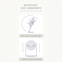 Wiederaufladbarer Akku Bürstenloser Motor - Leiser, tragbarer Ventilator für Zuhause und Büro, faltbarer Mini-Tischventilator mit LED-Licht