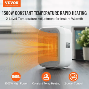 Riscaldatore elettrico portatile VEVOR 1000W/1500W termostato 2-livello regolabile in ceramica silenziosa ventola 9 spegnimento ribaltabile