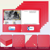 Bolsa de documentos de doble inserción A4, carpeta de cartón de papel Kraft rojo vino, carpeta brillante, Clip de voz, logotipo personalizado
