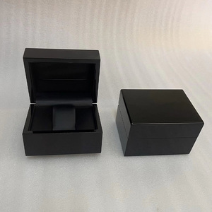 Luxury Wooden Watch <b>Box</b> & case Wholesale Custom Logo Men Wood Watch <b>Box</b> <b>Black</b> Luxury Packaging <b>Box</b> for Single Watch - Product Image 2