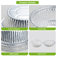 Recipientes Redondos de Aluminio para Barbacoa de 9 Pulgadas/930 ml, Bandejas para Hornear Aptas para Horno y Freidora de Aire, con Tapas de PET