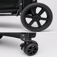 Grande poussette pliable pour animaux de compagnie de 112 cm, imperméable, avec toit en maille, ventilation latérale, robuste, 4 roues, pour chien et chat, gris clair et noir