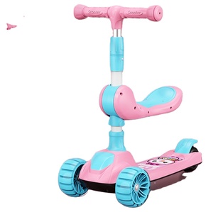 Adjustable Height Kids' Scooter with 3 PU <b>Wheels</b> Foldable <b>Plastic</b> Aluminium Toy Featuring Music for Babies Children - Product Image 1