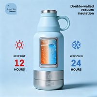 Bouteille d'eau de voyage pour animaux de compagnie de 32 oz, bouteille multifonctionnelle en acier inoxydable à isolation sous vide 3 en 1 pour chiens et chats