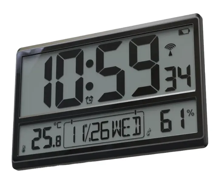 Super Hot sales Jumbo RC Wall Clock with temperature & humidity RC time sync automatically and manually.
