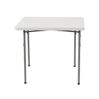 Table pliante simple en HDPE blanc moulé par soufflage pour l'extérieur, table portable carrée, table pliante carrée