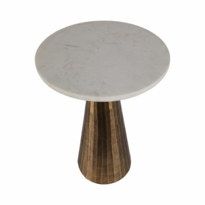 Tavolino moderno con base in metallo scanalato e piano in marmo per l'arredamento di piccoli spazi, soggiorno - Product Image 3