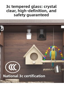 Slimme Vogelkooi Papegaai Panoramisch Luxe Villa Massief Houten Ventilerende Duurzame Constante Temperatuur Geluidsdichte RVS - Product Image 4