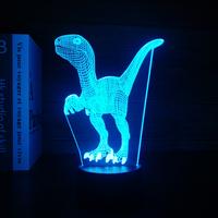 Lampe décorative rechargeable à lumière holographique 3D de dinosaure à vendre, avec logo imprimable pour enfants