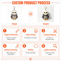 Porte-clés en peluche hibou personnalisé, design original, rembourrage en coton PP, jouet doux, OEM ODM, logo, cadeau de fête, approvisionnement en gros