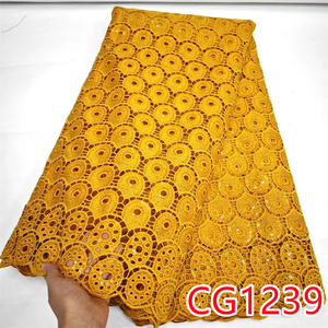 New Chất lượng cao phi ren vải guipure ren cho Bridal Dress thêu dây ren vải với sequins - Product Image 5