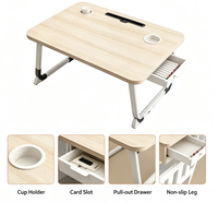 Bureau pliable pour ordinateur portable avec tiroir et porte-gobelet pour lit, canapé et dortoir