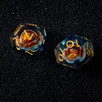 Nouvel ensemble populaire de 7 dés polyédriques en résine Dragon Eye à noyau liquide et bords tranchants pour D&D et jeux de rôle (TTRPG)