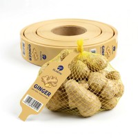 Vente en gros usine : Rouleau d'étiquettes en plastique pour fruits, forme haltère et nœud papillon, avec logo personnalisé, pour sacs filets à fruits