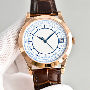 Orologio da Polso Meccanico Automatico di Lusso da Uomo 38mm, Quadrante Argento con Scala Blu, Display Data, Vetro Zaffiro - Product Image 3