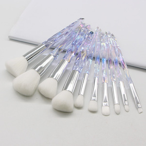 Juego de 10 <span class=keywords><strong>Brochas</strong></span> de Maquillaje con Mango de Cristal Transparente <span class=keywords><strong>para</strong></span> Maquillaje Facial, Venta al Por Mayor - Product Image 1