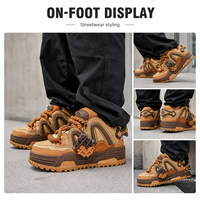 Sneakers à carreaux épais avec logo personnalisé, chaussures rétro basses pour hommes, streetwear, marque privée, vente en gros