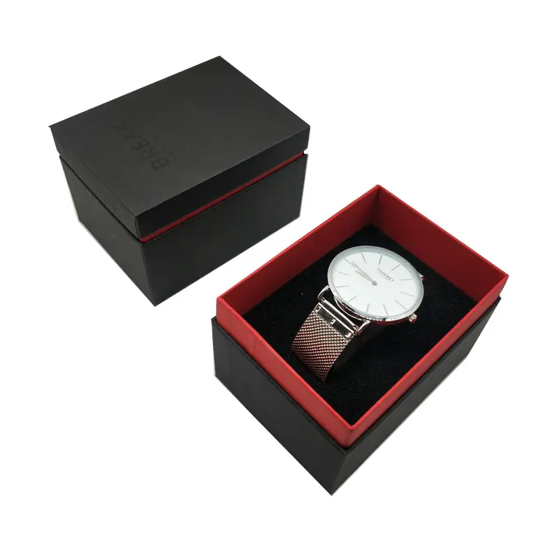 공장 도매 인쇄 로고 고급 선물 상자 남성용 시계 뚜껑 및베이스 맞춤형 시계 상자