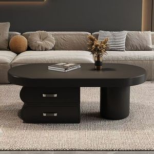 Minimalist Oval <b>Coffee</b> <b>Table</b> Wood Top Baking Paint Modern Living Room Furniture - Product Image 3