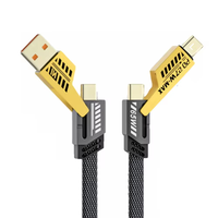 Câble de charge rapide PD 65W en gros, multifonctionnel 4-en-1, câble USB avec gaine en nylon, pour montre, téléphone, transfert de données, en alliage de zinc