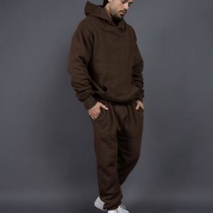 Conjunto de sudaderas con capucha gruesas de lana de 400G para hombre, sudaderas con capucha lisas en blanco de talla grande, conjunto de dos piezas bordado con logotipo personalizado para hombre - Product Image 6