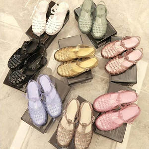 Xinzirain toptan temizle roma tarzı kapalı Toe köpüklü toka kadın özel kadın düz jöle sandalet ayakkabı - Product Image 4