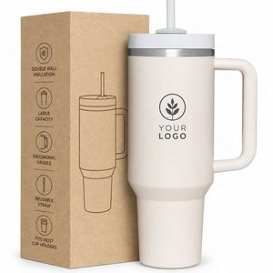 Custom logo 40 oz Double Wall Vacuum <b>Travel</b> Coffee <b>Mug</b> Wholesale Stainless Steel 30oz 40oz Outdoor Tumbler <b>with</b> <b>Handle</b> and Straw - Product Image 1