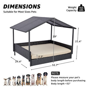 SUREWALHOME Casa de mimbre para perros Cama elevada para perros con dosel Cama grande para perros elevada con refrigeración - Product Image 3